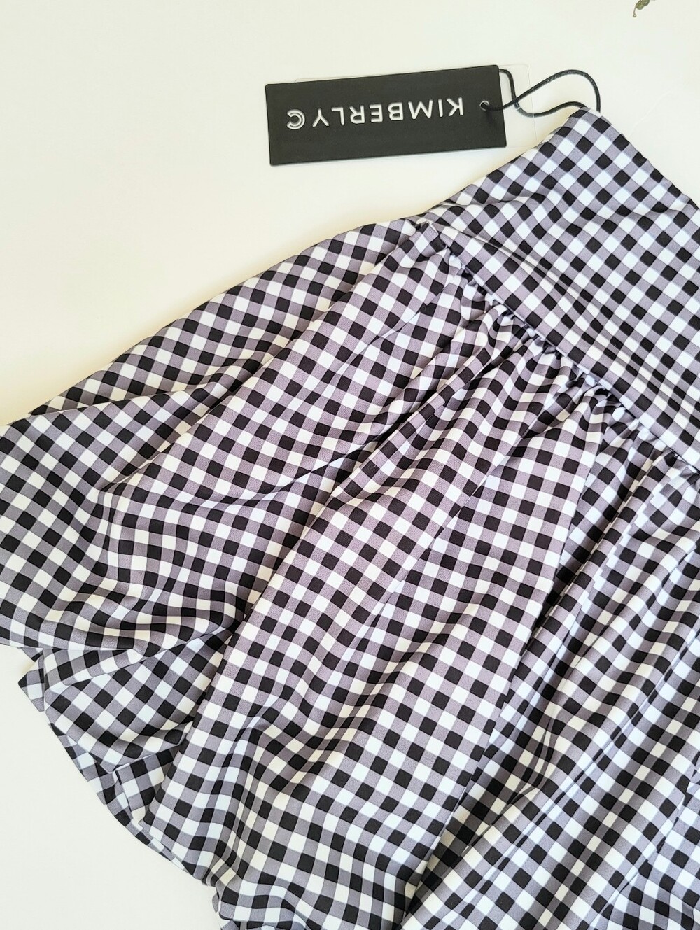 Black Gingham Athleisure Bubble Hem Tennis Mini Skirt Picnic Skort Coquette Y2K - Picture 4 of 7
